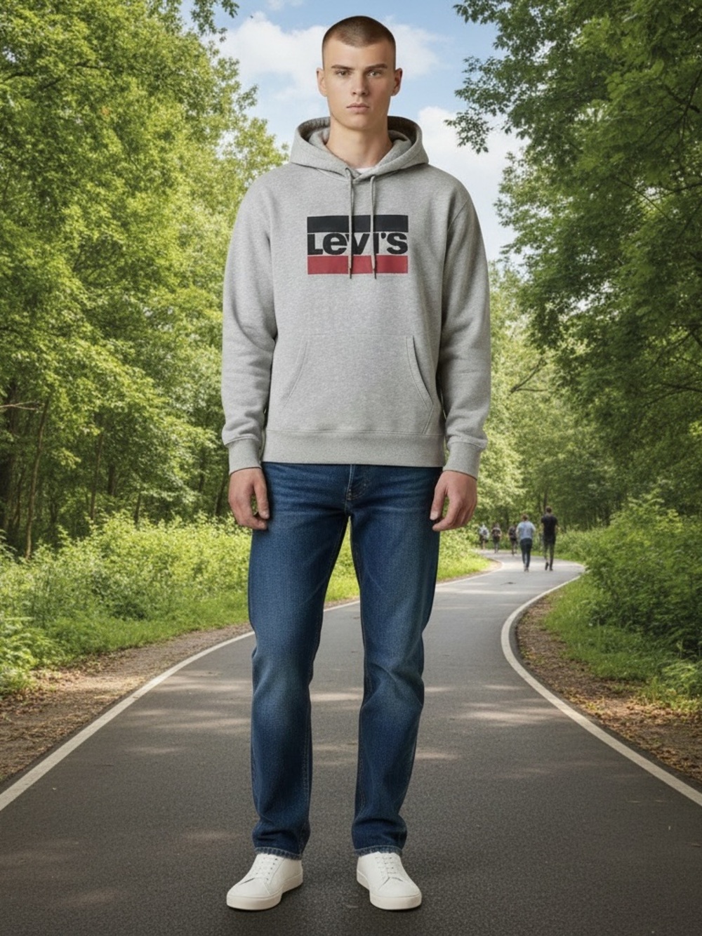 Levi's Gray Hoodie with Black and Red Logo